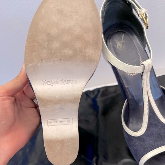 Yves Saint Laurent blue suede platform wedge 38. - Picture 8 of 10